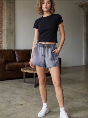 Cotton Citizen ,Gray Tie-Dye Frayed Short